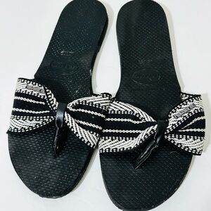 Havaianas St. Tropez Black White Casual Sandals 7/8